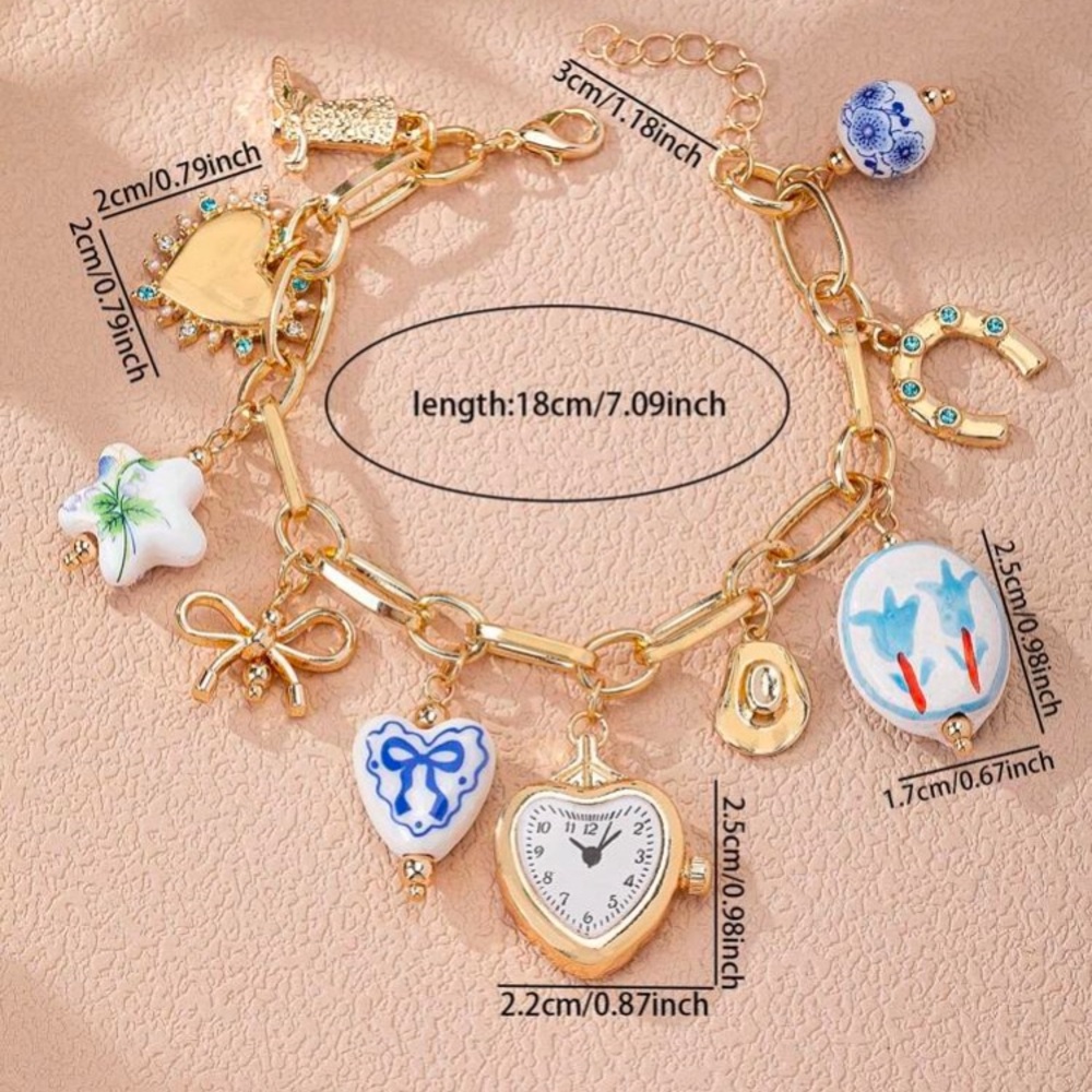 Gold Charm Bracelet with Colorful Accents